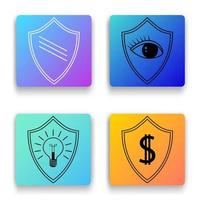 Shield icons.Protection of Bank deposits, protection of privacy,protection of intellectual property. A set of flat icons for web design.Vector illustration. vector