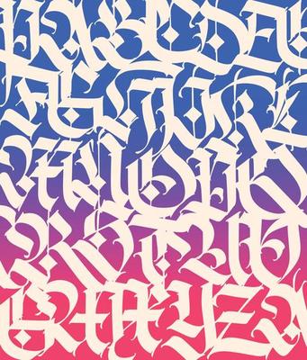 Pattern of Latin letters. Vector. English alphabet. Medieval european style ornament. European alphabet 9-16 century. Ramano-Germanic letters. Beautiful composition and pattern for design.