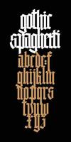 Gothic, English alphabet. Vector set. Font for tattoo, personal and commercial purposes. Elements are isolated on a black background. Calligraphy and lettering. Individual letters.