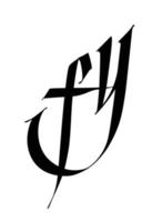 composición de fuentes de las letras f e y. vector. hermosa letra negra sobre un fondo blanco. caligrafía moderna y elegante. monograma elegante. estilo medieval moderno. logotipo para la tienda. iniciales. vector