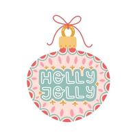 Christmas decorations balls with lettering flat design isolated vector illustration