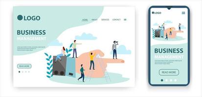 Business management..Template for the user interface of the website's home page.Landing page template.The adaptive design of the smartphone.vector illustration. vector