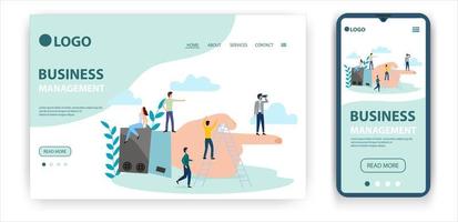 Business management..Template for the user interface of the website's home page.Landing page template.The adaptive design of the smartphone.vector illustration. vector