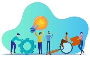 The business startup.Brainstorming.People symbolize teamwork.Flat vector illustration.
