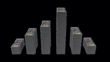 Stacks of 100 US Dollar bills Wave with alpha channel video