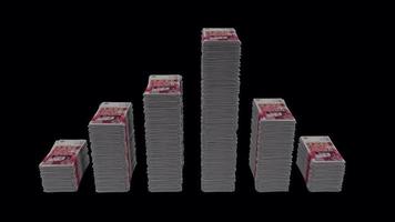 Stacks of 50 GBP banknotes Wave with alpha channel video