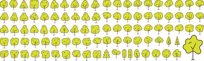 Vector Flat icons collection of tree. Vector Flat pictograms isolated on a white background. Flat icons collection for web apps and mobile concept. Premium quality symbols