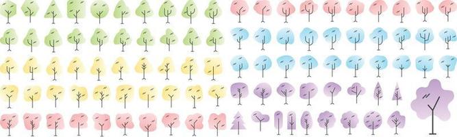 Vector Flat icons collection of tree. Vector Flat pictograms isolated on a white background. Flat icons collection for web apps and mobile concept. Premium quality symbols