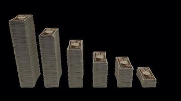 Stacks of 10K Japanese YEN banknotes Dropping  with alpha channel video