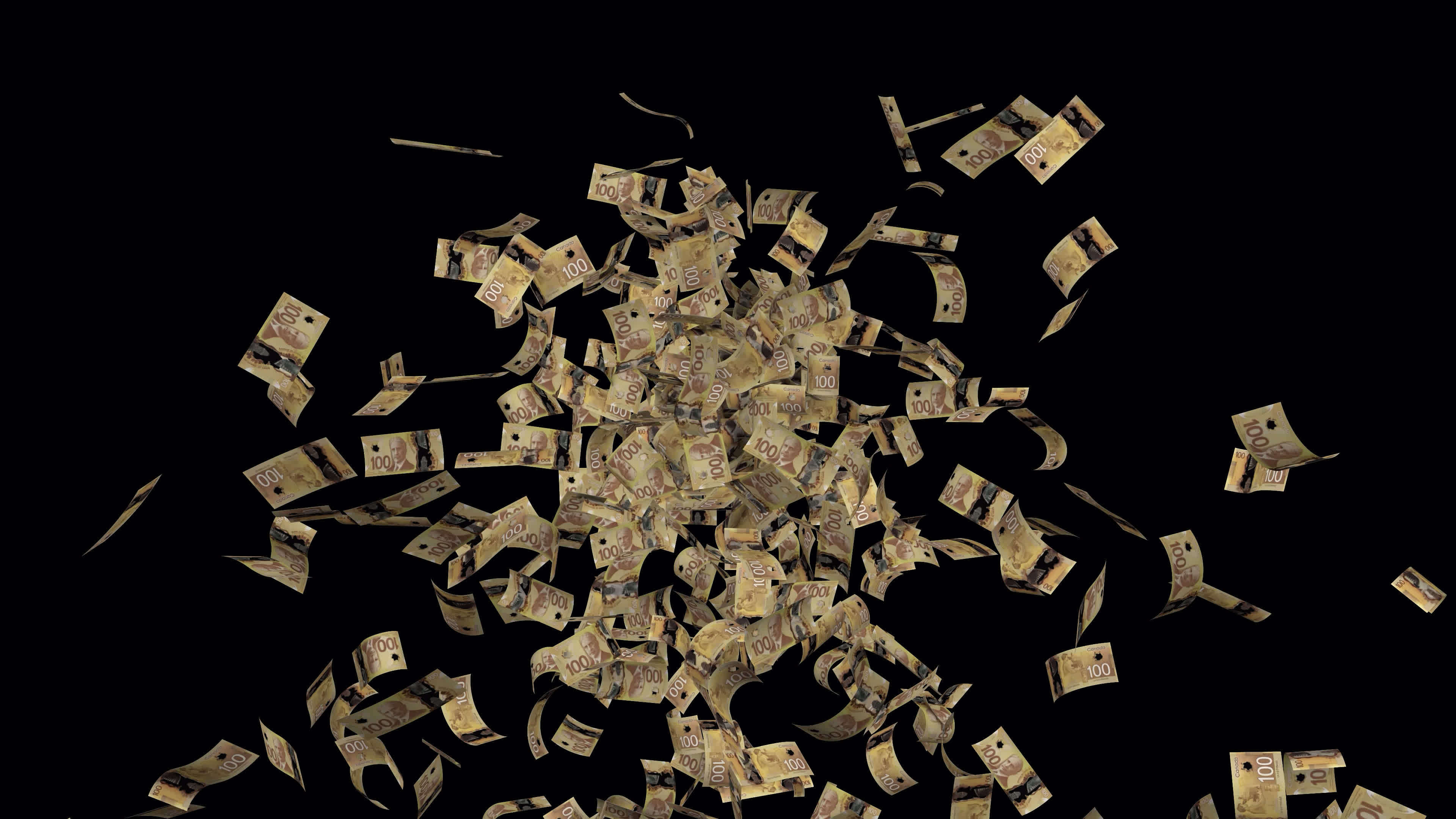 100 Canadian Dollar Emitted From The Middle Looped 12671740 Stock Video 