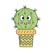 Ilustración de vector lindo cactus sonriente