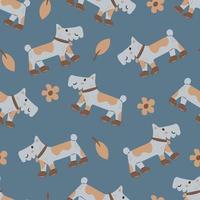 Autumn seamless pattern with cute dog vector