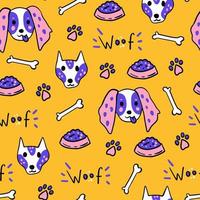 Dogs funny doodle seamless pattern vector