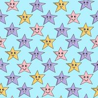 Funny stars seamless pattern in cartoon style vector
