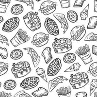 comida de patrones sin fisuras estilo doodle vector