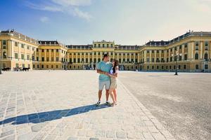 Couple in famous Schonbrunn Palace Vienna, Austria. photo