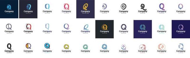 Q Logo Collection. 30 Business logo collection for financial company or Design agency. Vector Brand Illustration