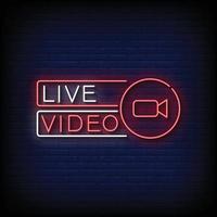 Neon Sign live video with Brick Wall Background vector