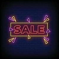 Neon Sign sale with Brick Wall Background vector