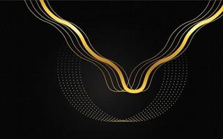 Abstract dark black color background overlapping layers decor golden lines with copy space for text. Luxury style. Vector illustration