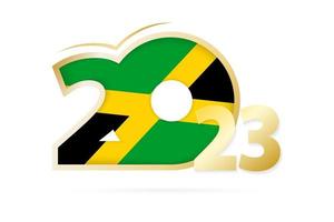 Year 2023 with Jamaica Flag pattern. vector