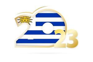 Year 2023 with Uruguay Flag pattern. vector