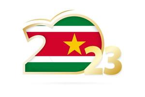 Year 2023 with Suriname Flag pattern. vector