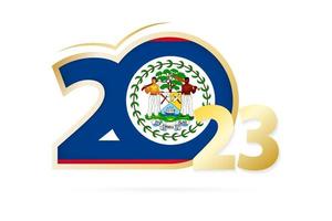 año 2023 con patrón de bandera de belice. vector