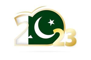 Year 2023 with Pakistan Flag pattern. vector