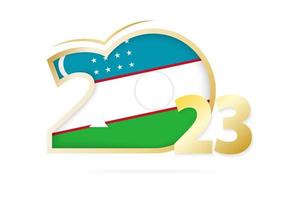 Year 2023 with Uzbekistan Flag pattern. vector