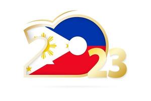 año 2023 con patrón de bandera de filipinas. vector