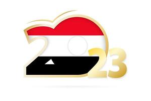Year 2023 with Yemen Flag pattern. vector