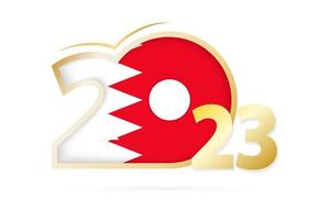 Year 2023 with Bahrain Flag pattern. vector