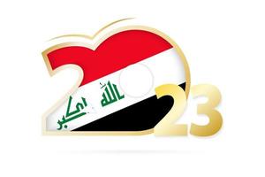 Year 2023 with Iraq Flag pattern. vector