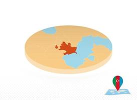 Azerbaijan map designed in isometric style, orange circle map. vector