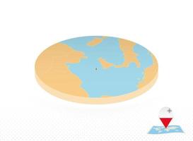Malta map designed in isometric style, orange circle map. vector