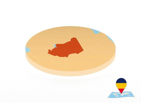 Chad map designed in isometric style, orange circle map. vector