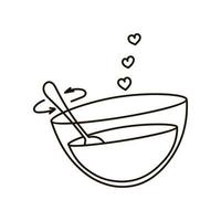 Cooking with love icon, stirring with spoon vector