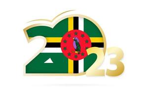 Year 2023 with Dominica Flag pattern. vector