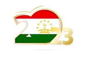 Year 2023 with Tajikistan Flag pattern. vector