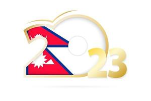 Year 2023 with Nepal Flag pattern. vector