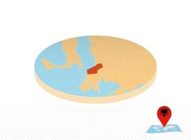 Albania map designed in isometric style, orange circle map. vector