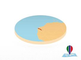 mapa de gambia diseñado en estilo isométrico, mapa de círculo naranja. vector