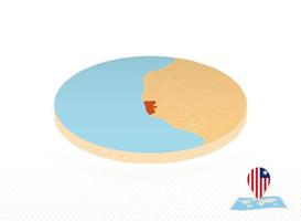 Liberia map designed in isometric style, orange circle map. vector