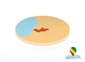 Congo map designed in isometric style, orange circle map. vector