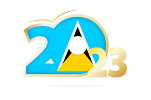 Year 2023 with Saint Lucia Flag pattern. vector