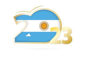 Year 2023 with Argentina Flag pattern. vector