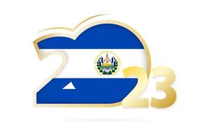 Year 2023 with El Salvador Flag pattern. vector