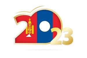 Year 2023 with Mongolia Flag pattern. vector