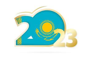 Year 2023 with Kazakhstan Flag pattern. vector